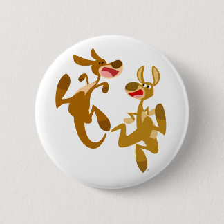 Two Cute Bouncy Cartoon Kangaroos Ronde Button 5,7 Cm
