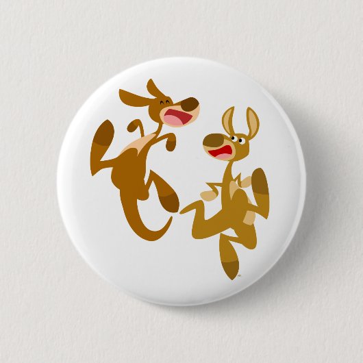 Two Cute Bouncy Cartoon Kangaroos Ronde Button 5,7 Cm (Voorkant)