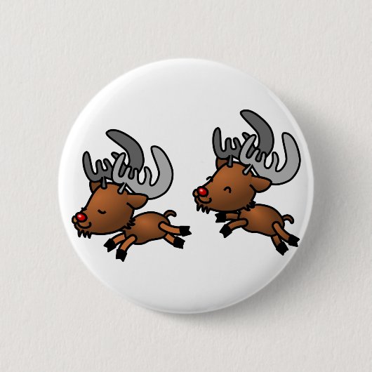 Two Cute Cartoon Reindeer/Cariou Ronde Button 5,7 Cm (Voorkant)