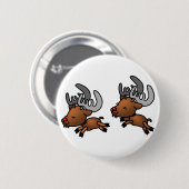 Two Cute Cartoon Reindeer/Cariou Ronde Button 5,7 Cm (Voorkant /achterkant)