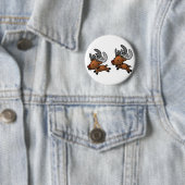 Two Cute Cartoon Reindeer/Cariou Ronde Button 5,7 Cm (In situ)
