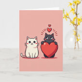 Two Cute Cats Love Card Kaart (Gele Bloem)