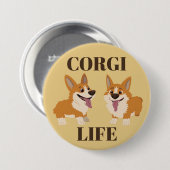 Two Cute Corgi Dogs Button (Voorkant /achterkant)
