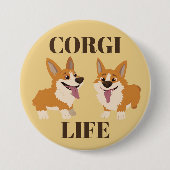 Two Cute Corgi Dogs Button (Voorkant)