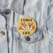 Two Cute Corgi Dogs Button (In situ)