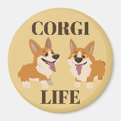 Two Cute Corgi Dogs Magnet (Voorkant)