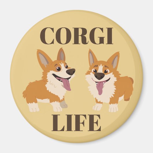 Two Cute Corgi Dogs Magnet (Voorkant)