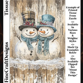 Two Cute Country Christmas Snowmen DY9L Decoupage Tissuepapier