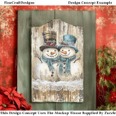 Two Cute Country Christmas Snowmen DY9L Decoupage Tissuepapier