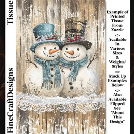 Two Cute Country Christmas Snowmen DY9R Decoupage Tissuepapier