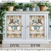 Two Cute Country Christmas Snowmen DY9R Decoupage Tissuepapier