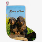 Two Cute Dachshunds Dogs Dackel Friends Pet - Name Kleine Kerstsok (Voorkant)