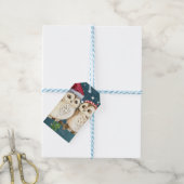 Two cute drawn Owls Cadeaulabel (Met Touw)