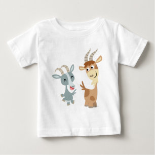 Two Cute Happy Cartoon Goats Baby T-Shirt
