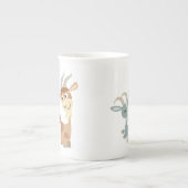 Two Cute Happy Cartoon Goats Bone China Mok (Voorkant)