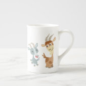 Two Cute Happy Cartoon Goats Bone China Mok (Rechts)