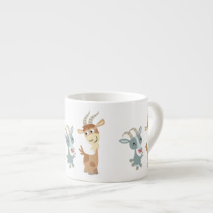 Two Cute Happy Cartoon Goats Espresso Mok
