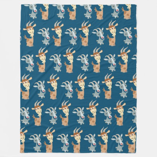 Two Cute Happy Cartoon Goats Fleece Blanket Deken (Voorkant)