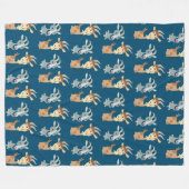 Two Cute Happy Cartoon Goats Fleece Blanket Deken (Voorkant (Horizontaal))