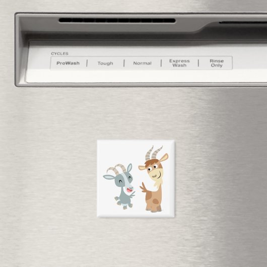 Two Cute Happy Cartoon Goats Magnet (Insitu (Vaatwasser))
