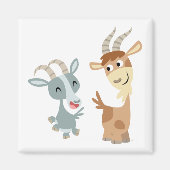 Two Cute Happy Cartoon Goats Magnet (Voorkant)