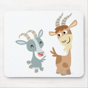 Two Cute Happy Cartoon Goats Mousepad Muismat
