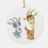 Two Cute Happy Cartoon Goats Ornament (Voorkant)
