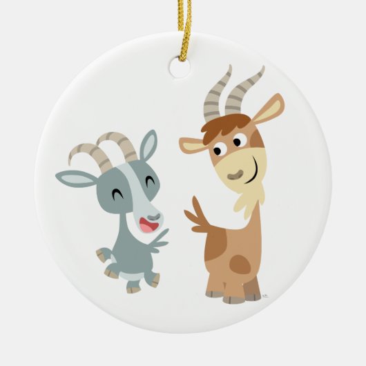 Two Cute Happy Cartoon Goats Ornament (Voorkant)