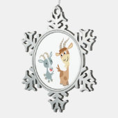 Two Cute Happy Cartoon Goats Pewter Ornament (Rechts)