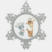 Two Cute Happy Cartoon Goats Pewter Ornament (Voorkant)