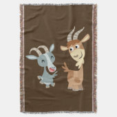 Two Cute Happy Cartoon Goats Throw Blanket Deken (Voorkant Verticaal)