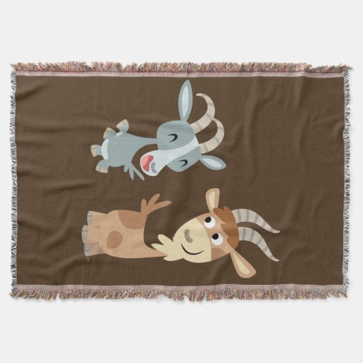 Two Cute Happy Cartoon Goats Throw Blanket Deken (Voorkant)