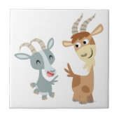 Two Cute Happy Cartoon Goats Tile Tegeltje (Voorkant)