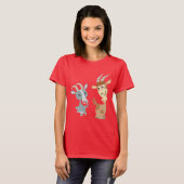 Two Cute Happy Cartoon Goats Women T-Shirt (Voorkant volledig)
