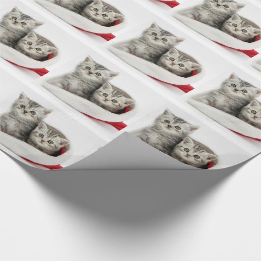Two Cute Kerstmis Kitten Cadeaupapier (Hoek)