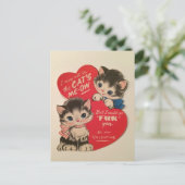 Two Cute Kittens Vintage Valentine Postcard Briefkaart (Staand voorkant)