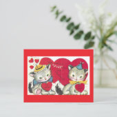 Two Cute Kittens Vintage Valentine Postcard Briefkaart (Staand voorkant)