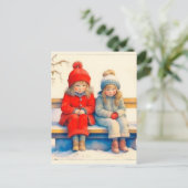 Two Cute Little Children Chritmas  Briefkaart (Staand voorkant)