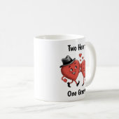 Two Cute Love Hearts Valentine's  Koffiemok (Voorkant rechts)
