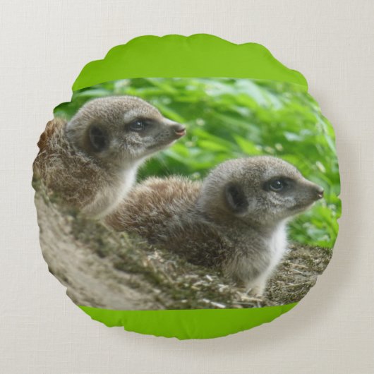 Two Cute Meerkats Round Pillow Rond Kussen (Voorkant)