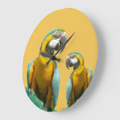 Two Cute Parrots Round Wall Clock Grote Klok (Hoek)