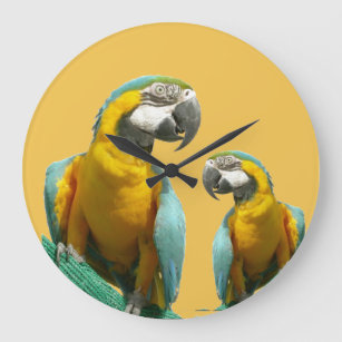 Two Cute Parrots Round Wall Clock Grote Klok