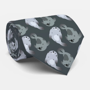 Two Cute Playful Cartoon Harp Seals Tie Stropdas
