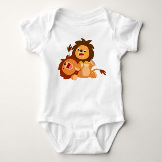 Two Cute Playful Cartoon Lions Baby Creeper Romper