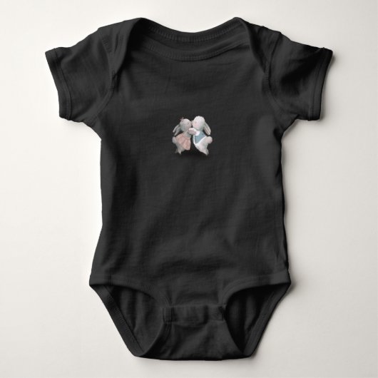 Two Cute Rabbits Illustration Sweet Baby Animals Romper (Voorkant)