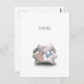 Two Cute Rabbits Sweet Valentine Love Card Briefkaart (Voorkant / Achterkant)
