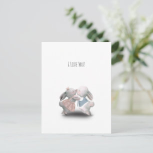Two Cute Rabbits Sweet Valentine Love Card Briefkaart