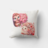 Two Cute Romantic Floral Hedgehog Couple Illustrat Kussen (Voorkant)