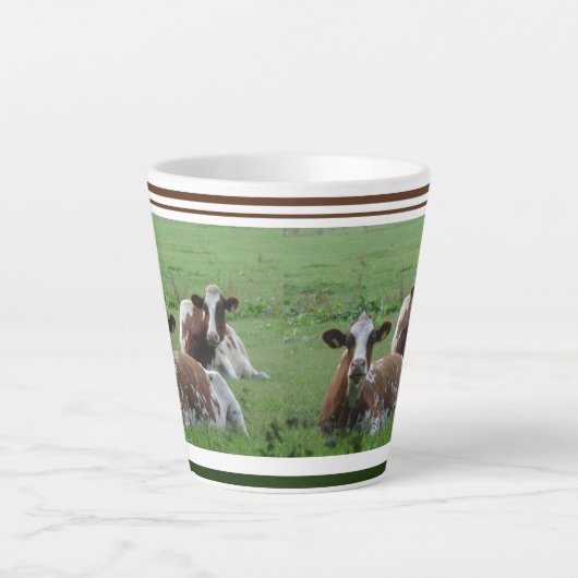 Two Cute White-Brown Cows Design Latte Mok (Voorkant)