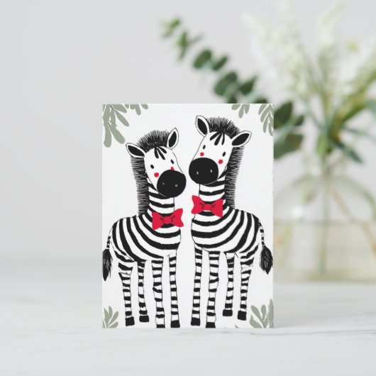 Two Cute Zebras Briefkaart (Staand voorkant)